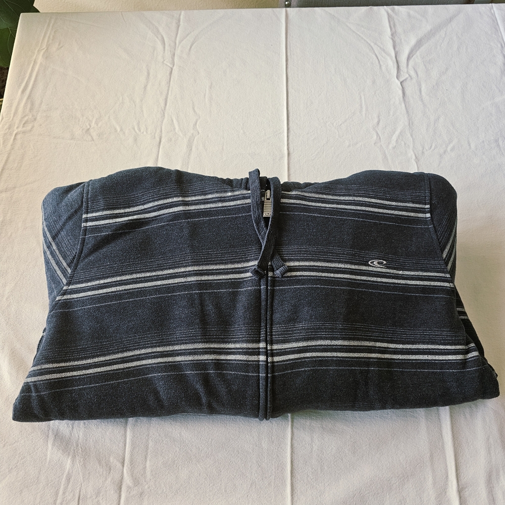 O'NEILL Men's Sherpa-Lined Gray Striped  Zip-Up Hoodie - Picture 3 of 8